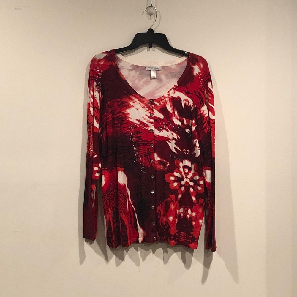 Red button up blouse - Picture 3 of 7